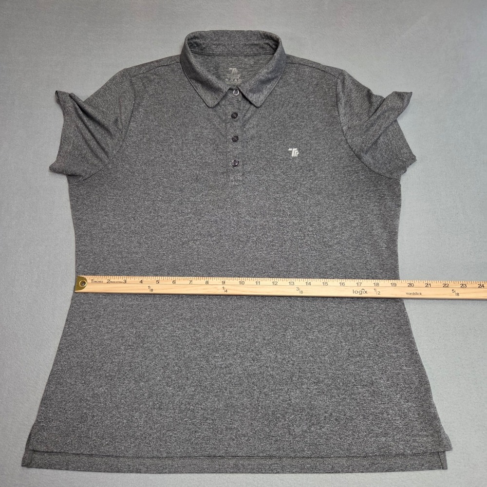 Tuff Athletics Polo Shirt Womens L Gray Short Sleeve Performance Active Stretch - Picture 5 of 12